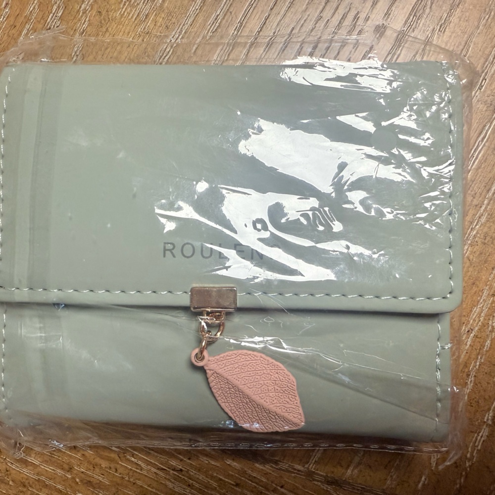 Green Wallet with Leaf Charm